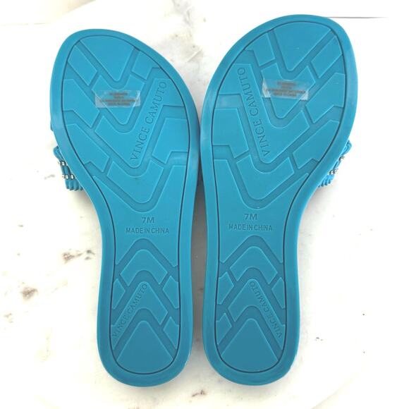 Vince CAMUTO Women’s Erindra Embellished Jelly Slide Sandals Size 7 Turquoise - Picture 8 of 9